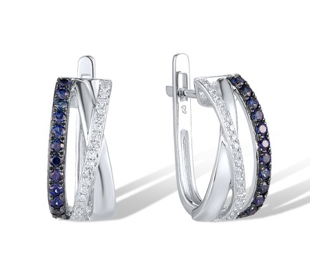 14KWB Earrings Blue Sapphire,Diamond (E312818SAP14KWB)