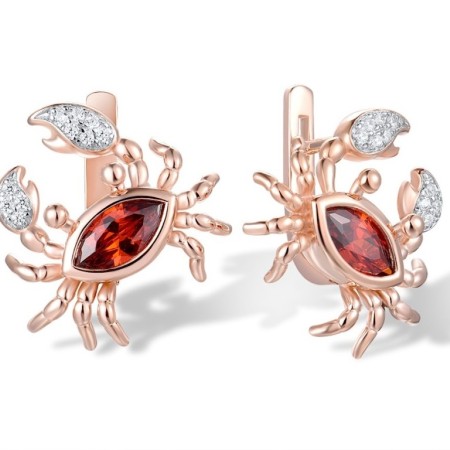 Sterling Silver w/ IONIC ROSE PLATING Earrings Garnet Cubic Zirconia,White Cubic Zirconia (E312829GZZSQ925)