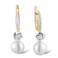 14TT Earrings Diamond,Fresh Water White Pearl (E312870FWP14TT)