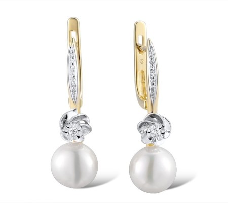 14TT Earrings Diamond,Fresh Water White Pearl (E312870FWP14TT)
