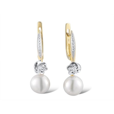 14TT Earrings Diamond,Fresh Water White Pearl (E312870FWP14TT)