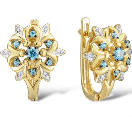 14KYWB Earrings Blue Topaz (Swiss Blue),Diamond (E312900BLT14KYWB)