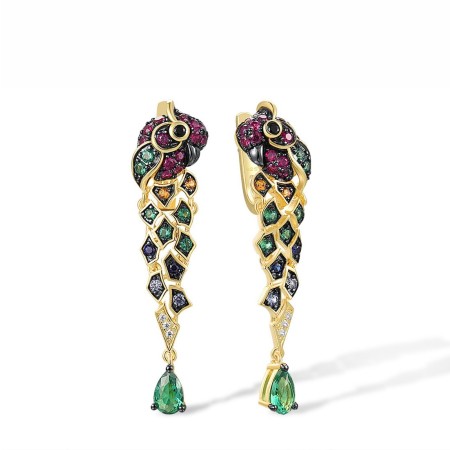 Sterling Silver w/ Yellow Black Plating Earrings Black spinel,Created Ruby,Created Sapphire,Green Spinel,White Cubic Zirconia,Yellow Nano Cubic Zirconia (Ci (E312948SMULSC925)