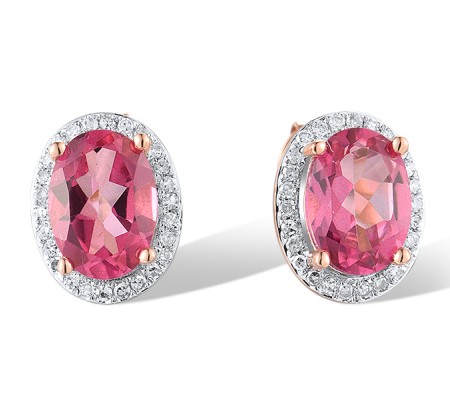 14KRW Earrings Diamond,Pink Topaz (E313184APNT14KRW)