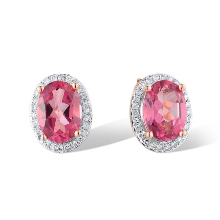 14KRW Earrings Diamond,Pink Topaz (E313184APNT14KRW)
