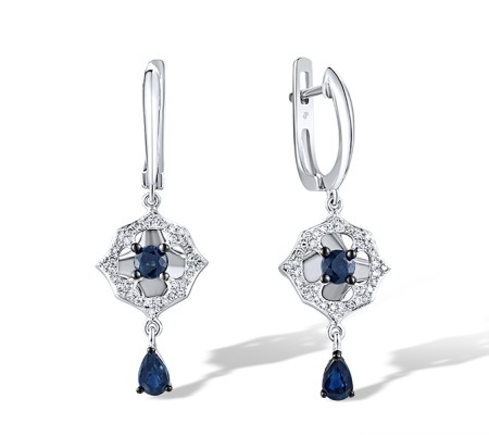 14KWB Earrings Blue Sapphire,Diamond (E313218SAP14KWB)