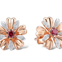 14KRWB Earrings Diamond,Ruby (E313372RUY14KRWB-SR)