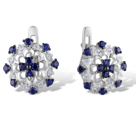 14KWB Earrings Blue Sapphire,Diamond (E313395SAP14KWB)