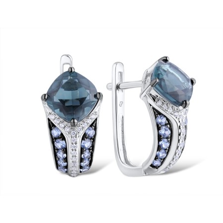 14KWB Earrings Diamond,London Blue Topaz,Blue Topaz (Swiss Blue) (E313405BLL14KWB)