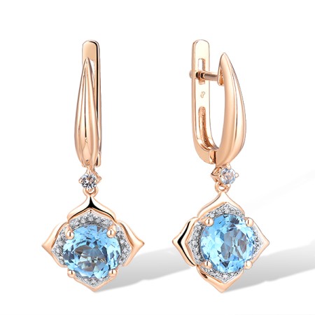 14KRW Earrings Blue Topaz (Swiss Blue),Diamond (E313432BLT14KRW)