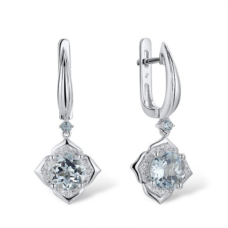14KW Earrings Diamond,Blue Topaz (Sky Blue),Blue Topaz (Swiss Blue) (E313432BTK14KW)