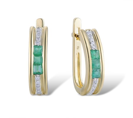 14KYW Earrings Diamond,Emerald (E313447EMR14KYW)