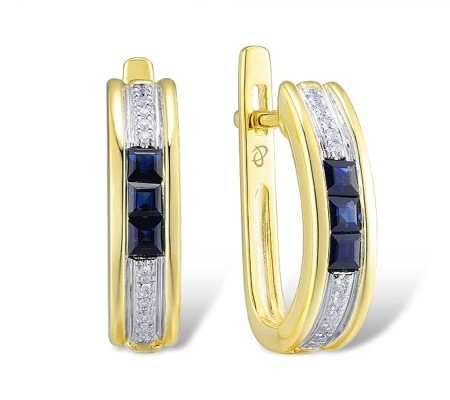 14KYW Earrings Blue Sapphire,Diamond (E313447SAP14KYW)