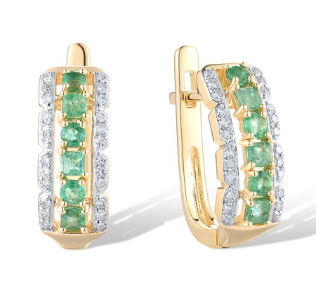 14KYW Earrings Diamond,Emerald (E313483EMR14KYW)