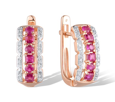 14KRW Earrings Diamond,Ruby (E313483RUY14KRW)