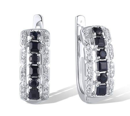14KW Earrings Blue Sapphire,Diamond (E313483SAP14KW)