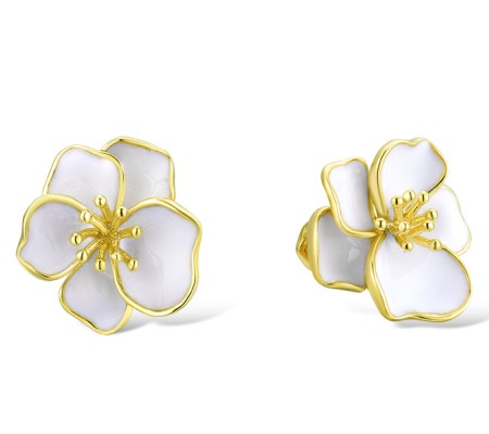 Sterling Silver w/ Yellow Plating Earrings Enamel (E313584ENASY925)