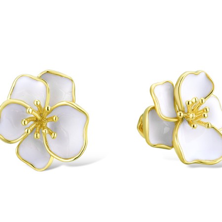 Sterling Silver w/ Yellow Plating Earrings Enamel (E313584ENASY925)