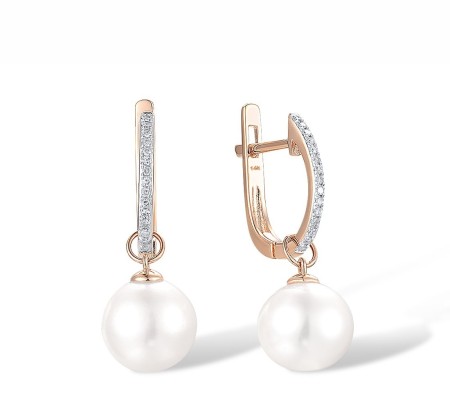 14KRW Earrings Diamond,Fresh Water White Pearl (E313598FWP14KRW)