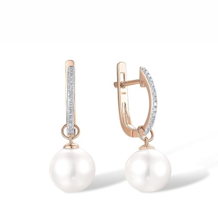 14KRW Earrings Diamond,Fresh Water White Pearl (E313598FWP14KRW)