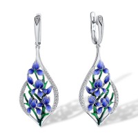 Sterling Silver Earrings Enamel,White Cubic Zirconia (E313616ENASL925)