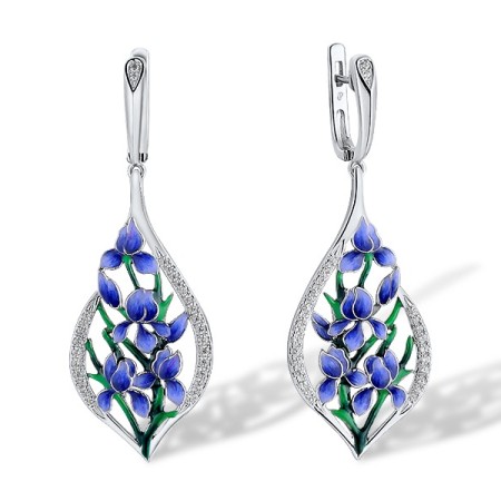 Sterling Silver Earrings Enamel,White Cubic Zirconia (E313616ENASL925)