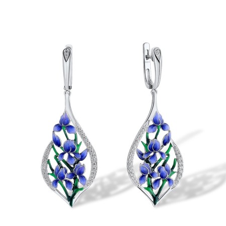 Sterling Silver Earrings Enamel,White Cubic Zirconia (E313616ENSSL925)