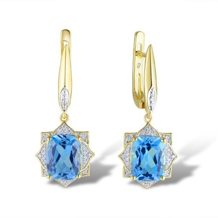 14KYW Earrings Blue Topaz (Swiss Blue),Diamond (E313647BLT14KYW)