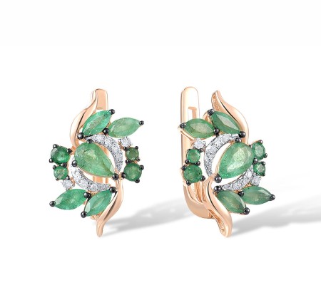 14KRWB Earrings Diamond,Emerald (E313839EMR14KRWB)