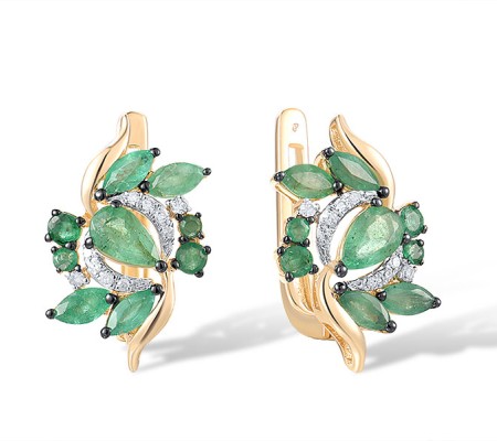 14KYWB Earrings Diamond,Emerald (E313839EMR14KYWB)