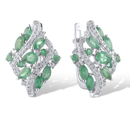 14KW Earrings Diamond,Emerald (E313850EMR14KW)