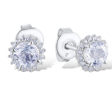 Sterling Silver Earrings White Cubic Zirconia,White Topaz (E313866WZTSL925)