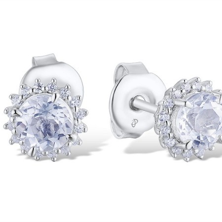 Sterling Silver Earrings White Cubic Zirconia,White Topaz (E313866WZTSL925)