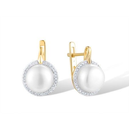 14KYW Earrings Diamond,Fresh Water White Pearl (E313911FWP14KYW)