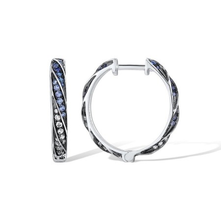 Sterling Silver w/ Black White Plating Earrings Blue Nano Cubic Zirconia,Blue Spinel,White Cubic Zirconia (E313948ABNBZSK925)