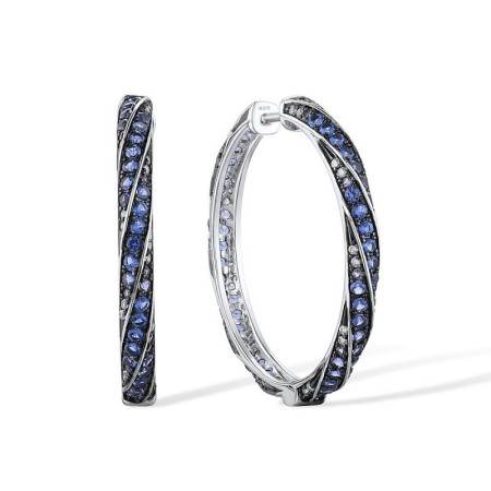 Sterling Silver w/ Black White Plating Earrings Blue Nano Cubic Zirconia,Blue Spinel,White Cubic Zirconia (E313949BNBZSK925)