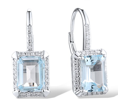 14KW Earrings Blue Topaz (Sky Blue),Diamond (E313973ABKT14KW)