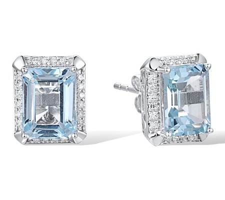 14KW Earrings Blue Topaz (Sky Blue),Diamond (E313973BKT14KW)