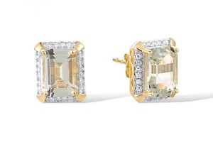 10KYW Earrings Diamond,Prasiolite (Green Amethyst) (E313973GAM10KYW)