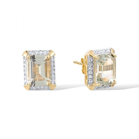 10KYW Earrings Diamond,Prasiolite (Green Amethyst) (E313973GAM10KYW)