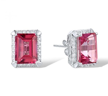 10KW Earrings Diamond,Pink Topaz (E313973PNT10KW)