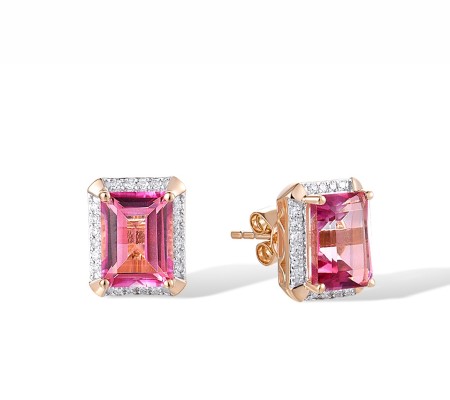 14KRW Earrings Diamond,Pink Topaz (E313973PNT14KRW)