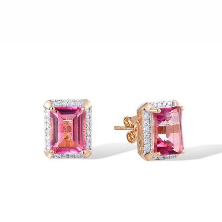 14KRW Earrings Diamond,Pink Topaz (E313973PNT14KRW)