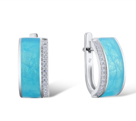 Sterling Silver Earrings Enamel,White Cubic Zirconia (E314010ENASL925)