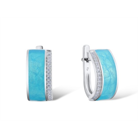 Sterling Silver Earrings Enamel,White Cubic Zirconia (E314010ENASL925)