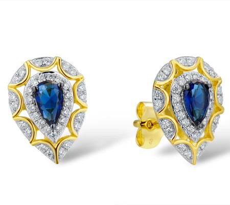 14KYWB Earrings Diamond,Blue Sapphire (E314017SAP14KYWB)