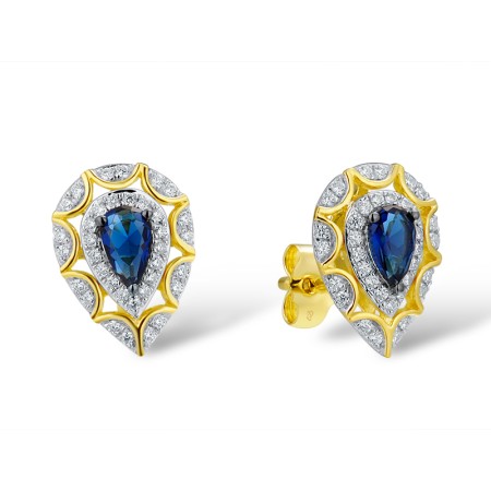 14KYWB Earrings Diamond,Blue Sapphire (E314017SAP14KYWB)