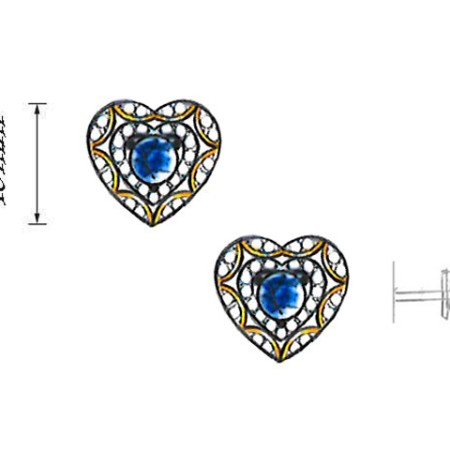 14KYW Earrings Blue Sapphire,Diamond (E314018SAP14KYW)