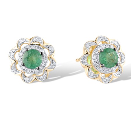 14KYWB Earrings Diamond,Emerald (E314019EMR14KYWB)