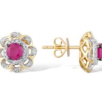 14KYWB Earrings Diamond,Ruby (E314019RUY14KYWB)
